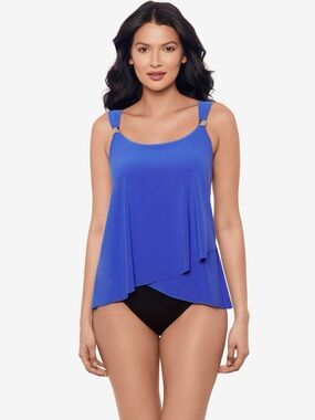 Miraclesuit Dazzle Tankini Top Swim Suit Delphine Royal Blue Underwire Bra